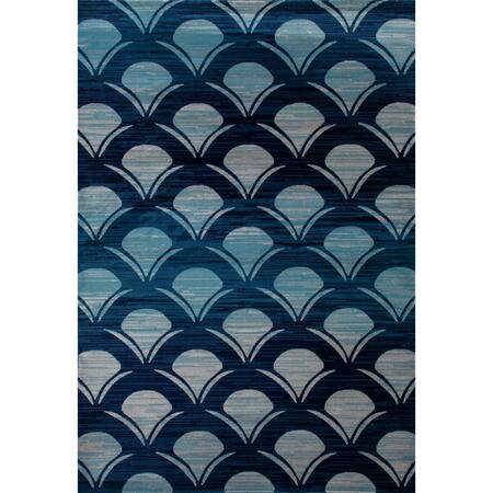 ART CARPET 4 X 6 Ft. Seaport Collection Waves Woven Area Rug, Navy 841864117490